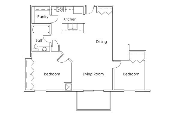 Floor Plan  Monticello Village MN 2 Bedroom 1 Bath Apartment