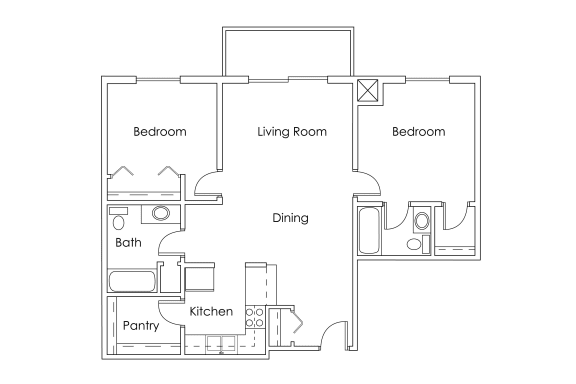 Floor Plan  Monticello Village MN 2 Bedroom 2 Bath Apartment