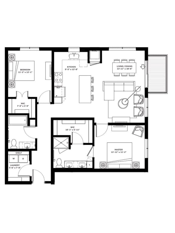 a black and white floor plan of a apartment