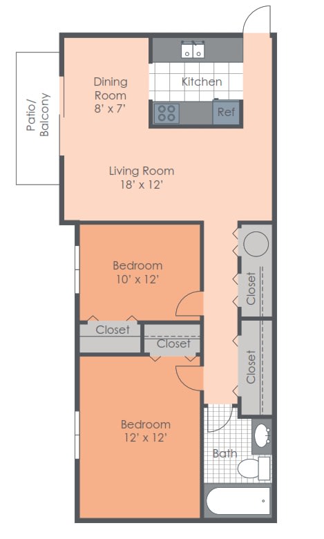 a floor plan of a 1 bedroom apartment