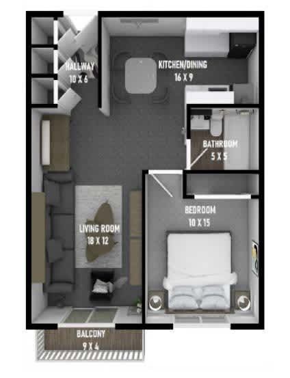 the floor plan of studio apartment