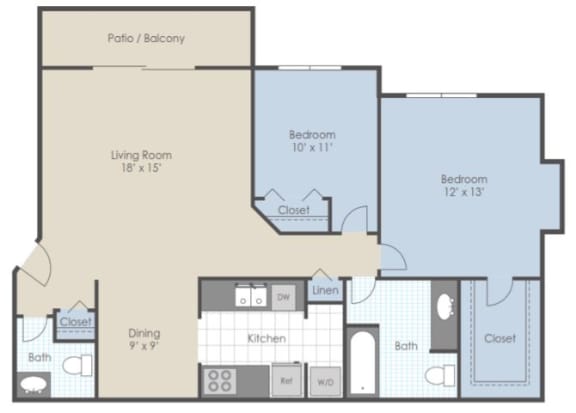 a floor plan of a 2 bedroom apartment