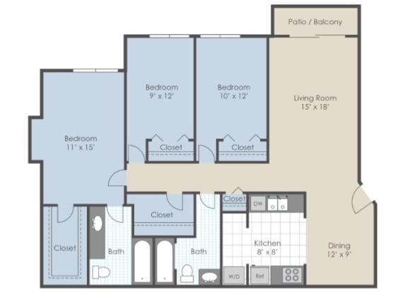 a floor plan of a 2 bedroom apartment