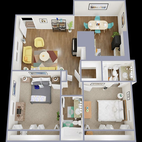 2B Floor Plan 2B Floor Plan at La Bella Apartments, Texas, 76116