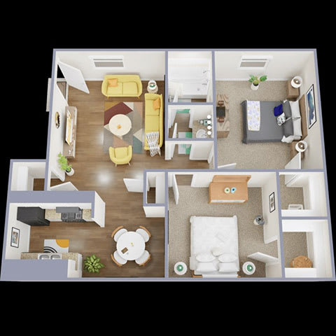 2B Floor Plan 2B Floor Plan at La Bella Apartments, Texas