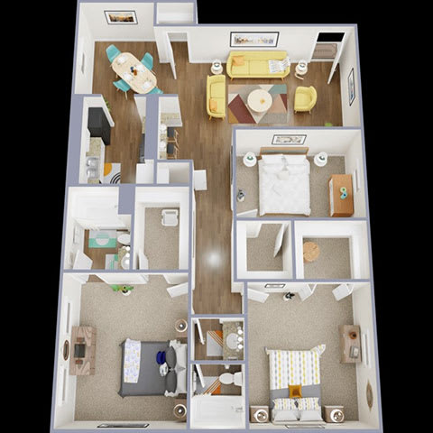 3B Floor Plan 3B Floor Plan at La Bella Apartments, Fort Worth, TX