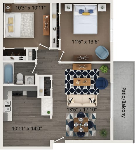 Floor Plan  The Buckingham Floor Plan at Hanover Park Blu Apartments, Illinois