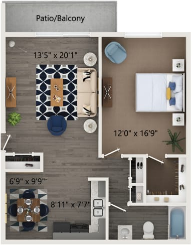 Floor Plan  The Geneva Floor Plan at Hanover Park Blu Apartments, Hanover Park, 60133