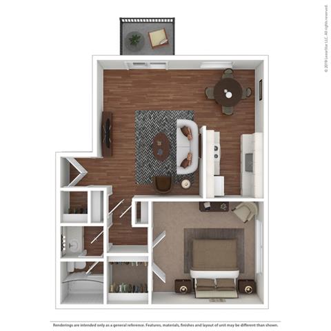 1 Bedroom 1 Bathroom Floor Plan at Fairmont Apartments, California, 94044