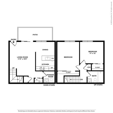 2d 2 bed layout at Fairmont Apartments, Pacifica
