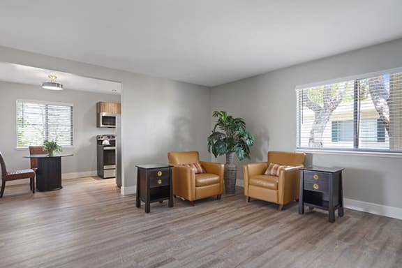 Living Room With Expansive Window at Colonial Garden Apartments, San Mateo, California