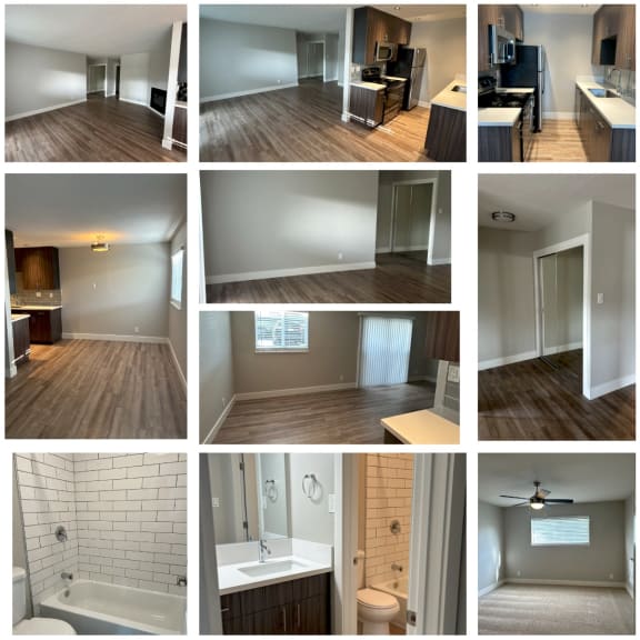 a collage of photos of an empty apartment