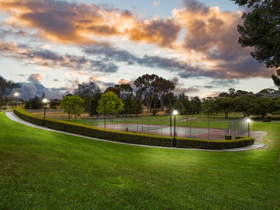 Tennis Court View In Twilight at Cypress Landing, California, 93907