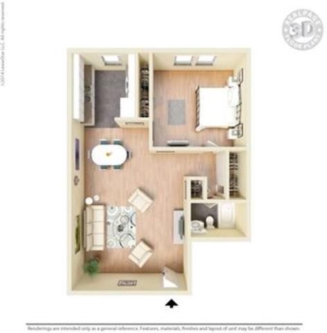 tan 1 bed layout Floor Plan at Peninsula Pines Apartments, South San Francisco, CA, 94080