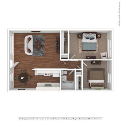 3d 2 bedroom Floor Plan at Peninsula Pines Apartments, South San Francisco, California