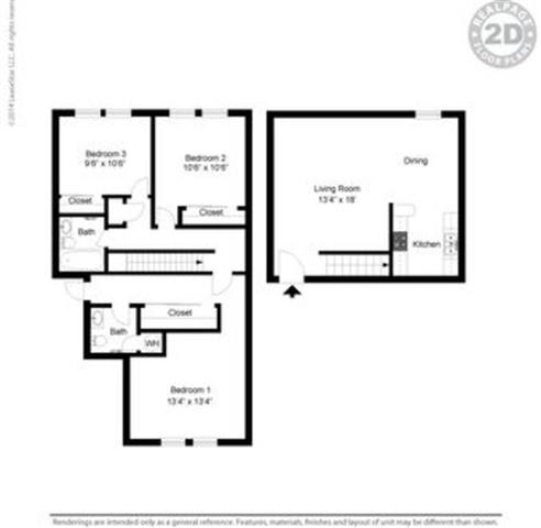 2d Ponderosa Pine Floor Plan at Peninsula Pines Apartments, South San Francisco, 94080