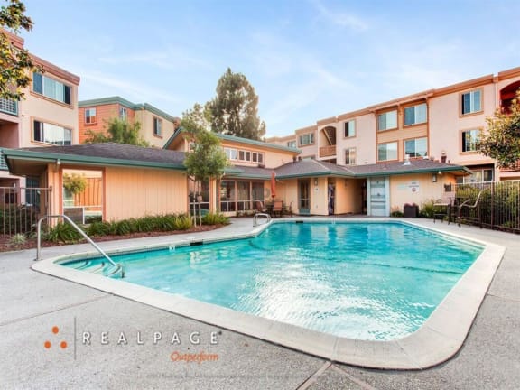 Sparkling Pool at Peninsula Pines Apartments, South San Francisco, California