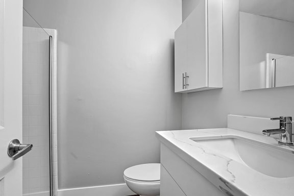 Modern Bathroom Fittings at Peninsula Pines Apartments, South San Francisco, 94080