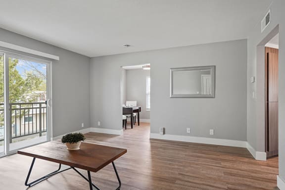 Living Room With Private Balcony at Parkside Apartments, Davis, 95616