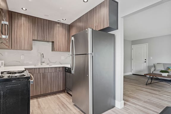 Kitchen With Living Area at Parkside Apartments, Davis