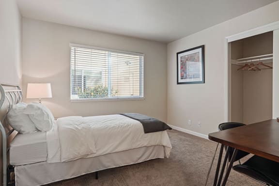 Comfortable Bedroom With Large Window at Parkside Apartments, Davis