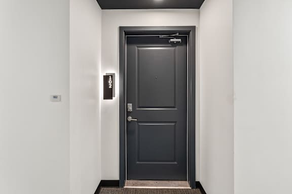 Black door at The Flats at Riverwoods, Provo, 84604