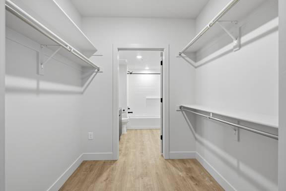 Large empty shelves in closet at Brickside Heights, Millcreek, UT, 84106