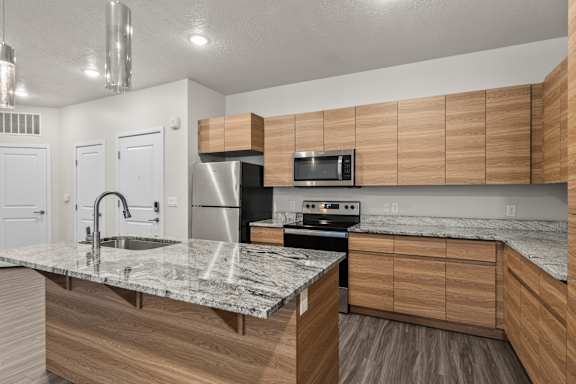 Apartment Kitchen at The Flats at Riverwoods, Provo, UT, 84604