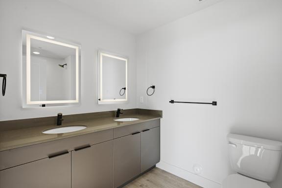 Bathroom with mirrors1 at Brickside Heights, Millcreek, UT