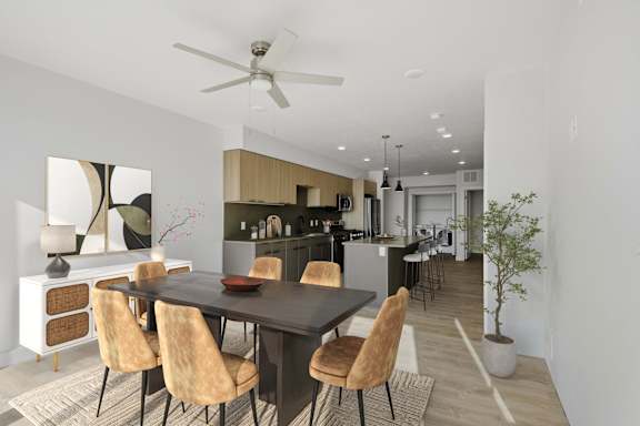Dining Room with ceiling fan2 at Brickside Heights, Millcreek, UT
