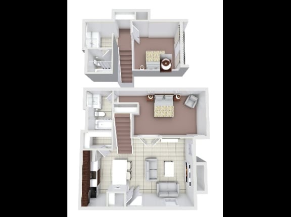 2Bed 2Bath Floor Plan at Avia Lofts at Founders Road, Indiana