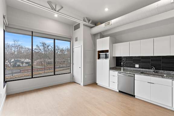 Spacious kitchen with oversized window at Brickside Heights, Millcreek, UT, 84106