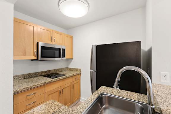 Kitchen with sink and granite countertop1 at AVIA on Pike Street, Seattle