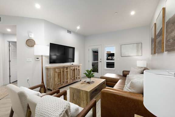 Living Room With TV at The Vue At Desert Color, St. George, UT