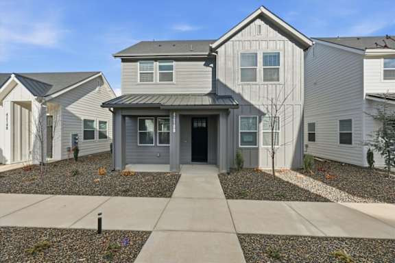 Modern house exterior view at Alante Homes at Spring Run, Idaho, 83607