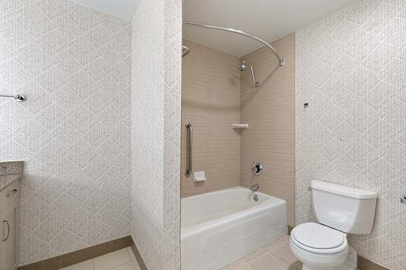 White Bathroom Interior1 at AVIA on Pike Street, Seattle, 98101