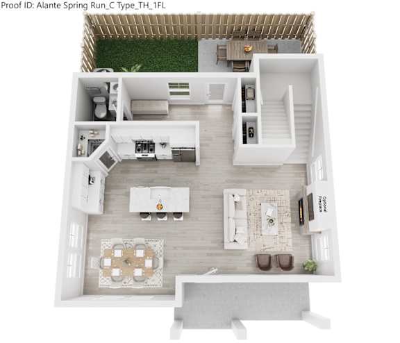 A top down view of a modern apartment layout.