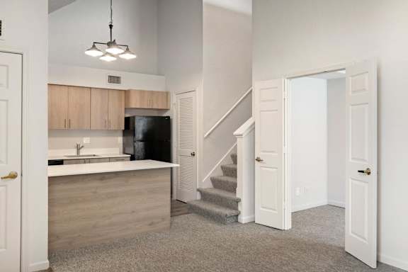 Kitchen with a sink at AVIA Apartments at 110th Street, Overland Park, Kansas