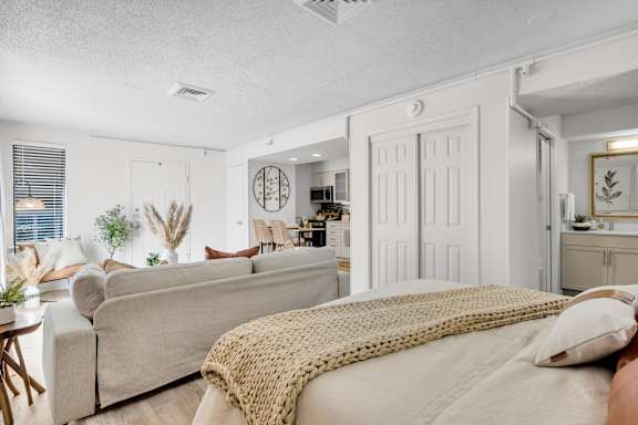 Living room and bedroom at AVIA Lofts on Liberty Ridge, Florida