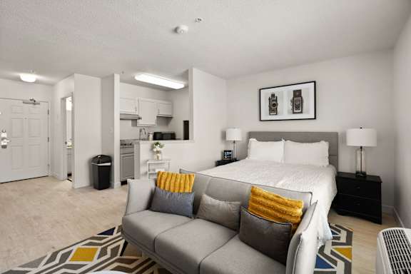 Modern Sleeping Area at AVIA North Shore Apartments, Jeffersonville, 47130