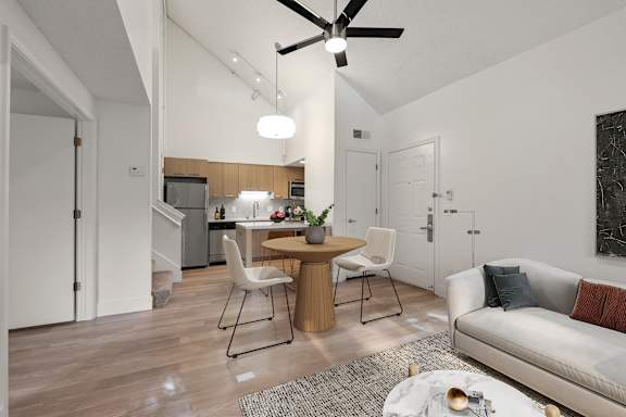 Simple bedroom with elegant mirror at AVIA Lofts on Parkway, Washington , 98662