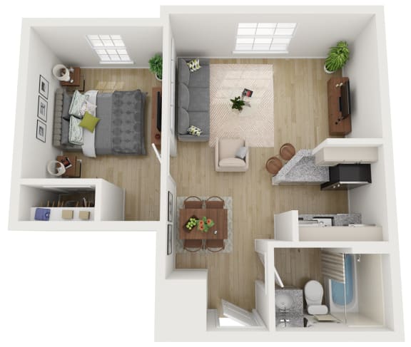 1Bed 1Bath Floor Plan at AVIA North Shore Apartments, Indiana