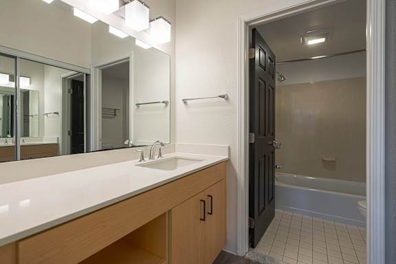 Framed Mirror in Bathroom at AVIA Lofts on Victors Way, Ann Arbor, MI, Michigan , 48108