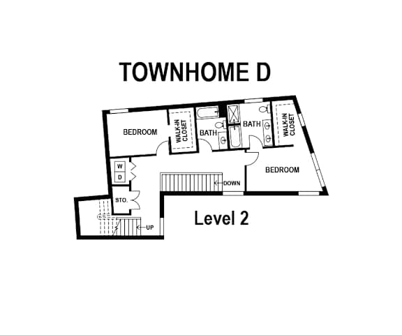 Floor 2. Two Bed, 4 bath, 2,275 square foot townhome with rooftop at Brickside Heights, UT, 84106