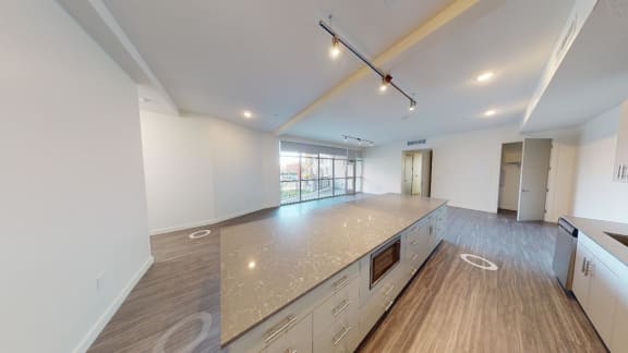kitchen angled view at Paperbox Lofts, Salt Lake City, Utah