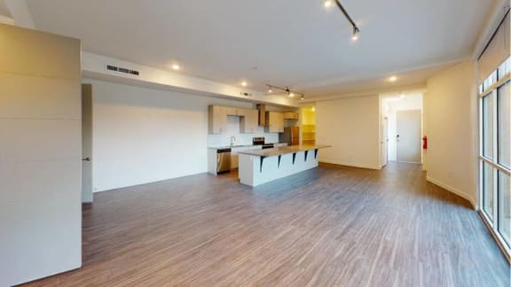 Living Room and Kitchen Overview at Paperbox Lofts, Utah