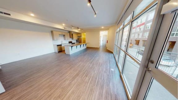 Living Room and Kitchen Overview at Paperbox Lofts, Utah, 84101
