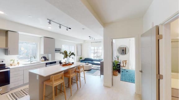 Monet Bleu Living Overview at Paperbox Lofts, Salt Lake City, Utah, 84101