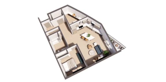 Monet Bleu Floor Plan at Paperbox Lofts, Salt Lake City, UT, 84101