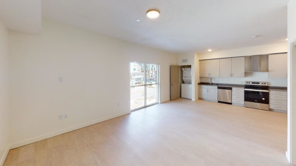 kitchen living room at Paperbox Lofts, Salt Lake City, Utah